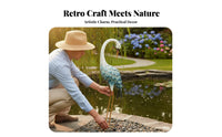 Iron Crane Statue Retro Design Metal Crane Statue Oversized Avian Yard Art Lifelike Design Metal Elegant Waterfowl Garden