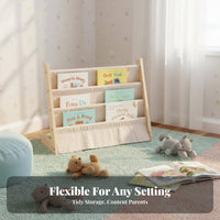 Kids book display and Bin Organizer Anti-Tipping Design fabric book display with Bins