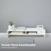 Space-Saving Monitor Stand with Drawer Multi-Functional Monitor Riser with Storage Ergonomic Design for Home Office Users, Dorm Room