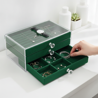 3-Layer Flannel Lined Acrylic Jewelry Box for Earrings Rings Necklaces Anti-Oxidation Storage
