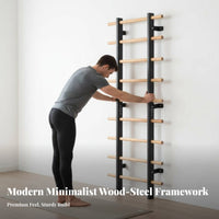 Wall Mounted European Ladder Multi-Functional Beech Wood Gym Ladder Structure Multifunctional European Ladder for Athletes, Families, Indoor