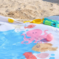 Paddling Pool and Camping Mat with Storage Bag, Waterproof Mat for Baby Pool and Beach, 505g Polyester Fiber, Portable Ocean Theme Travel Mat