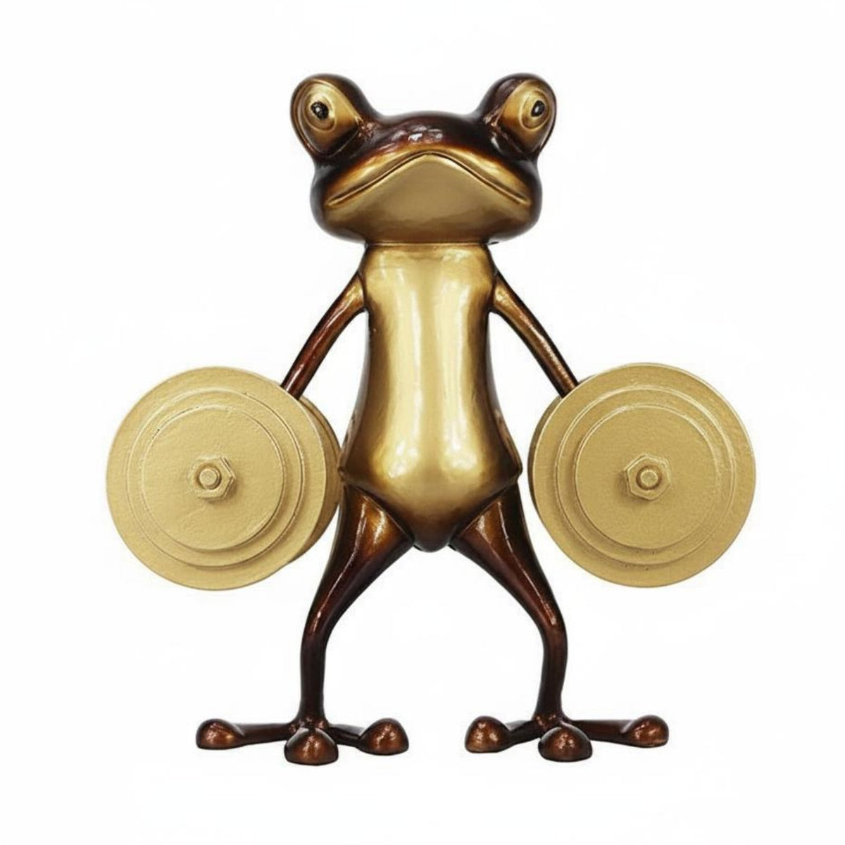 Weightlifting Frog Statue Shiny Finish Fitness Frog Figurine Artistic Decor Wildlife Sculpture for Office, Bookshelf