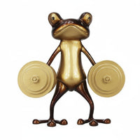 Weightlifting Frog Statue Shiny Finish Fitness Frog Figurine Artistic Decor Wildlife Sculpture for Office, Bookshelf
