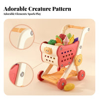 Plastic Toy Grocery Cart Perforated Panels Kids Shopping Cart Play Set Fine Motor Skills for Children