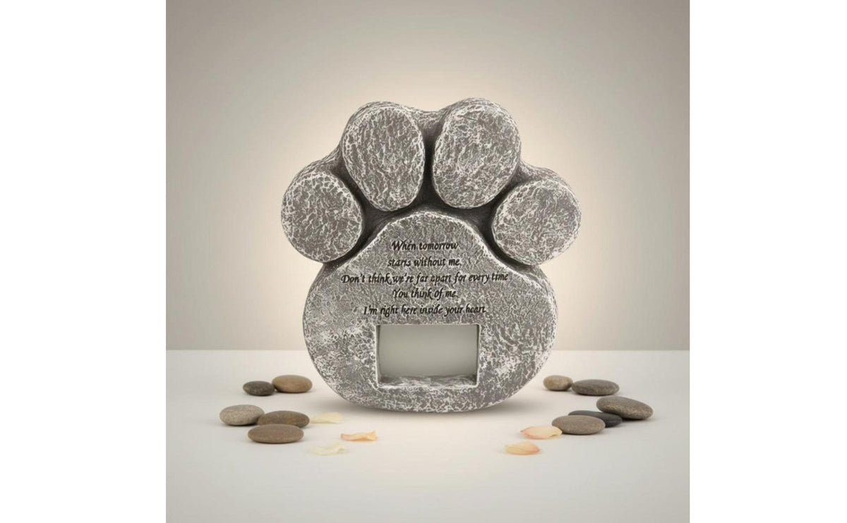 Pet Headstone Picture Frame Engraved Message Paw Print Memorial Stone