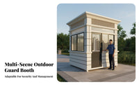 Portable Guard Booth Box Weather Resistant Prefabricated Security Booth Reinforced Glass Panes Stone Finish Gatehouse for Building Entrances