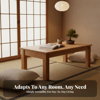 Nordic Design Rectangular Wood tea table Japanese and aesthetic Rectangular Coffee Table Minimalist visual appeal Living Room Furniture Sturdy Construction for Families, homeowners, Renters, Lounge Area, Home Office