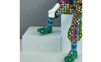Dangling Leg Clown Doll Detailed Costume Ceramic Clown Doll Hand-Painted Face
