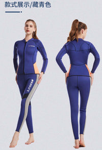 2.55MM加厚潜水服女长袖分体深潜拉链防晒速干冲浪防水母泳衣套装