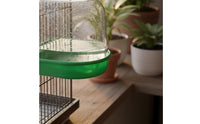 Easy to Clean Bird Enclosure Bath Container Hanging Design Parrot Bath Tray Safe Plastic Pet Accessory for Parrots, Small Birds, Budgies