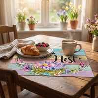 Easter Placemat Heat Insulating Easter Bunny Placemat Wear-Resistant Bunny Table Mat for Parents, Family Gatherings, Kitchen, Restaurants