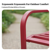 2-Seater Wrought Iron Settee Weather-Resistant Slatted Metal Bench Long-Lasting Outdoor Furniture Decorative Backrest for Homeowners, Gardeners, Garden, Yard, Porch, Balcony