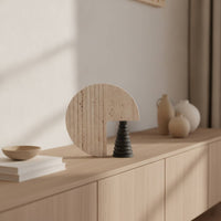 Abstract Sculpture Textured Geometric Ornament Marble Stone-Look Statue for Living Room