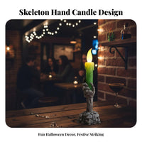 Skeleton Hand Candle Holder Flameless Light Tabletop Ornament Battery Operated