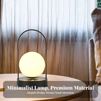 Portable Lantern with Handle Modern Design Power-Storing LED Lantern Lightweight Cordless Bedside Lamp for Campers, Bedroom, Camping, Study Room