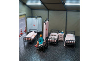 1:64 Scale Hospital Diorama Detailed Miniature Ward with Wheelchair for Tabletop Layout, Photo Setups