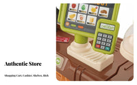 Kids Grocery Store Playset Lights and Sounds Toy Register Playset Working Product Identifier Supermarket Checkout Counter Toy for Playroom, Daycare
