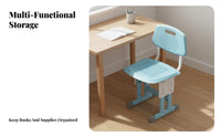 Safe & Long-Lasting Adjustable Kids Desk and Chair Set Spacious Desktop Kids Desk and Chair Set Sturdy Construction Height Adjustable Study Table Includes Bookstand for Primary School Students, Girls, Parents, Learning, Home, Bedroom, Playroom