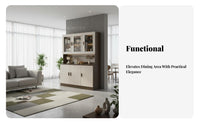 Large Capacity Dining Room Sideboard Cabinet Glass Display Doors Kitchen Buffet with Hutch Sturdy Construction Kitchen Pantry Hutch Adjustable Shelves for Families, Homeowners, Home Decor Enthusiasts