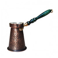 Oxidized Finish Copper Cezve Heat-Insulating Handmade Copper Coffee Pot Flared Body Turkish Coffee Pot Stovetop Use