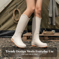 Women's Rubber Boots Non-Slip Knee-High Rain Boots Korean Design for Students, Rainy Days, Commuting, Gardening