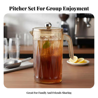 Water Pitcher with Cups Pitcher with Lid Dishwasher Large Capacity Beverage Jug Set for Restaurants, Summer Gatherings