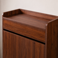 Shoe Box, Shoe Cabinet, Wooden Getabox, With Legs, Black Walnut, Entryway Storage, No Assembly Required, Minimalist