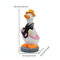 Resin Duck Statue with Hat Hand-Painted Garden Duck Statue Outdoor Whimsical for Homeowners, Courtyard