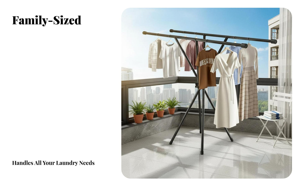 Installationtool-less foldable Drying Rack Double Bar Foldable X-Frame Drying Rack Space-Saving Clothes Stand Easy to Set up for Apartment Dwellers, Students, Homeowners, Small Spaces, Balcony, Bedroom, Dormitory