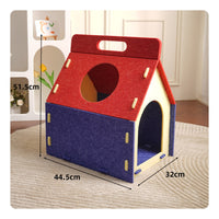 Colorful Design Felt Cat House Spacious Interior Portable Cat Shelter Easy Assembly DIY Felt Pet Cave Multi-Hole for Kittens