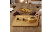 6 Pieces Bamboo Cheese Board and Knife Set Easy to Clean Stain Resistant Meat and Cheese Board Platter with Cutlery