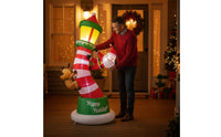 Inflatable with Santa and Reindeer Lighted Inflatable Yard Decor Festive Christmas Inflatable with Santa for Lawn, Garden