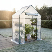 Heat Retention PE Greenhouse Tent Easy to Assemble Walkplant House Movable Portable Greenhouse Space Saving for Winter, Outdoor