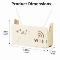 Wall Mounted Cable Tidy Box for Router, Drill Cable Management Box, 24.5x14x6cm Cartoon Cat Design, Home Office Organiser