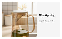 Spill-Proof-Spill-Proof-Less Spout Glass Water Pitcher Fridge Friendly Glass Pitcher with Lid Nordic Design for Families, Homeowners, Home
