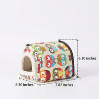 Extra-Thick Parrot Nest House, Insulated Bird Nest for Winter Roosting, Hanging Birds House with Fleece Lining and Owl Pattern for Small Pets