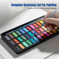 Compact Watercolor Paint Set, Metal Case, Portable Art Supplies, Gift for Art Lovers