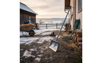Multi-Purpose Long Handle Snow Shovel Sturdy Heavy Duty Snow Pusher Reinforced Construction All-Steel Utility Shovel for Farmers, Outdoor, Farm, Driveway, Sidewalk
