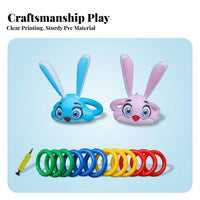 Inflatable Hare Hoop Toss Group Amusement Wearable Hoop Toss Hat Inflatable Hare Ears Game Safe for Children Easter Hare Game