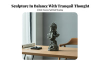 Carved Details Buddhist Figurine Gray Finish Buddha Statue Long-Lasting Tabletop Statue Aquarium-Safe