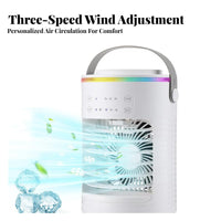 Large 600ml Water Reservoir Desktop Misting Fan 3 Speeds USB Air Conditioner Fan Adjustable Timer for Office, Bedroom, Dorm Room