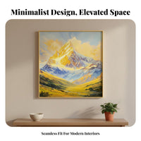 High Quality Print Golden Mountain Painting Inspiring Nature Scenery Golden Mountain Wall Art Ready to Hang Gold Summit Canvas Picture Aluminum Alloy Frame for New Homeowners, Interior Designers, Office Workers, Entrance Hall, Living Room, Hallway
