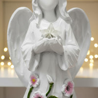 Glowing Flowers LED Angel Figurine Romantic Atmosphere Lighted Flower Angel Statue Special Gift Indoor Lighting Exquisite Craftsmanship for Mothers, Women, Garden, Patio, Memorial