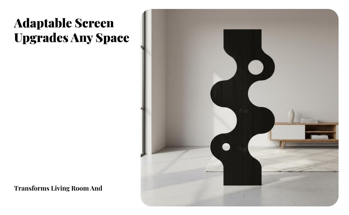Foldable Wavy Panel Partition Minimalist Design Folding Screen Privacy Design Room Divider Mobile for Interior Designers, Business Owners, Entrance Hall, Bedroom, Studio Apartment, Restaurant