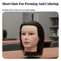 Male Mannequin Head Can Be Dyed and Permed Barber Practice Head Dyeable Haircut Training Doll for Barbers, Beauty School