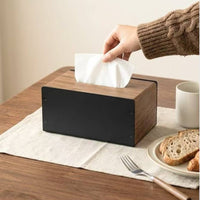 Tissue Box with Wood Body Rectangular Tissue Box Holder Sturdy for Office