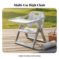Multi-Functional Portable High Chair 5-Point Safety Harness Infant Dining Chair Easy to Clean Portable Booster Seat with Tray Lightweight for Toddlers, Grandparents, Outdoor, Restaurant, Restaurants, Camping