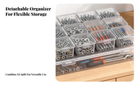 See-Through Plastic Compartment Box Compartmentalized Plastic Organizer Box Large Capacity Transparent Storage Case Sturdy Construction for Crafters, Hobbyists, Technicians, Desktop, Craft Room, Workshop, Garage