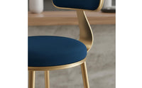 Upholstered Bar Stool with Backrest Light Elegant Design Gold Metal Frame High Stool Modern Kitchen Island Chair for Cafe, Reception Desk